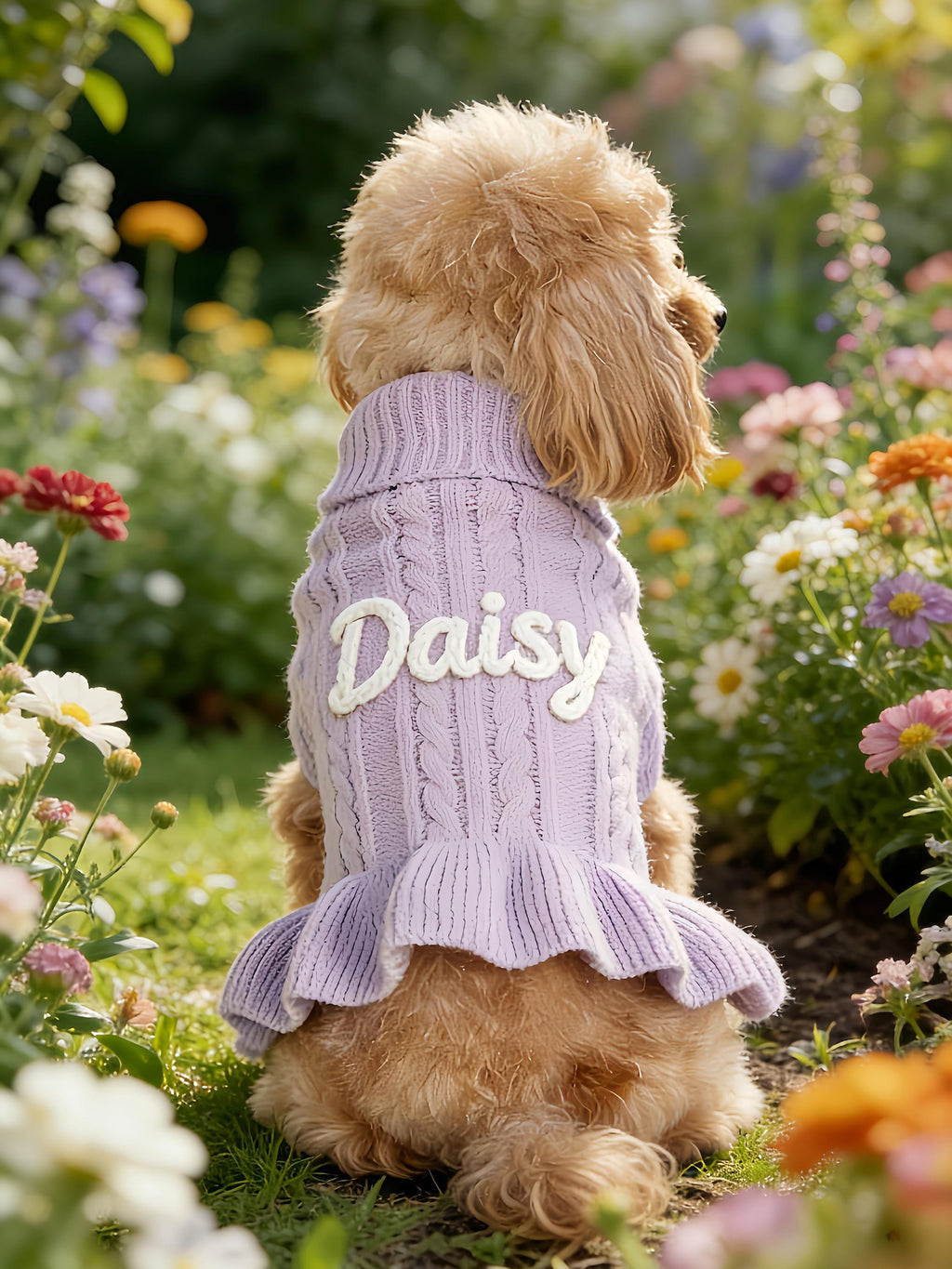 Muttechen® Personalisierter Hunde-Hoodie aus Wollmix – Handgefertigter Kapuzenpullover mit Namensstickerei