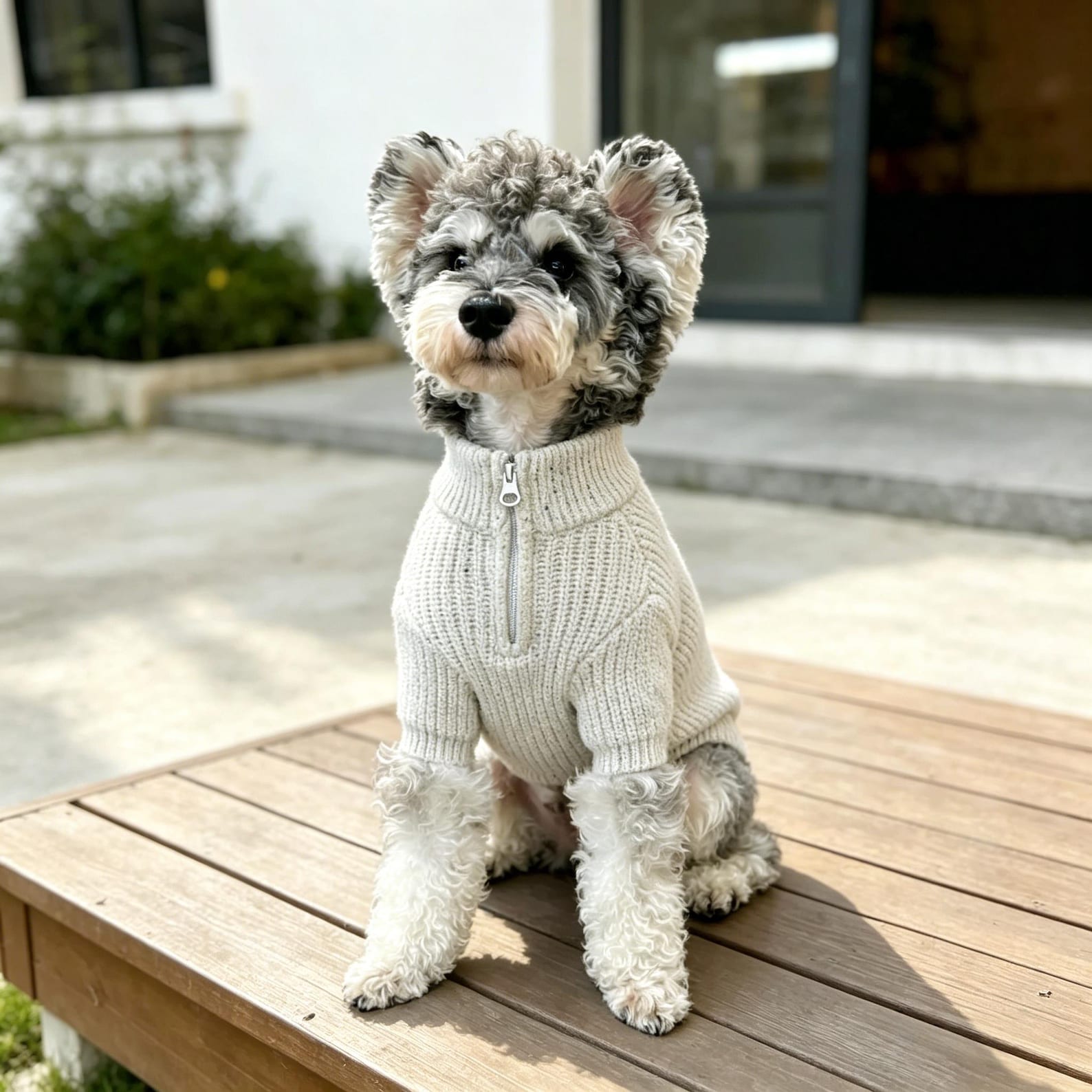 Muttechen® Personalisierter Hunde-Hoodie – Handgefertigter Pullover aus Wollmix mit Namenstickerei